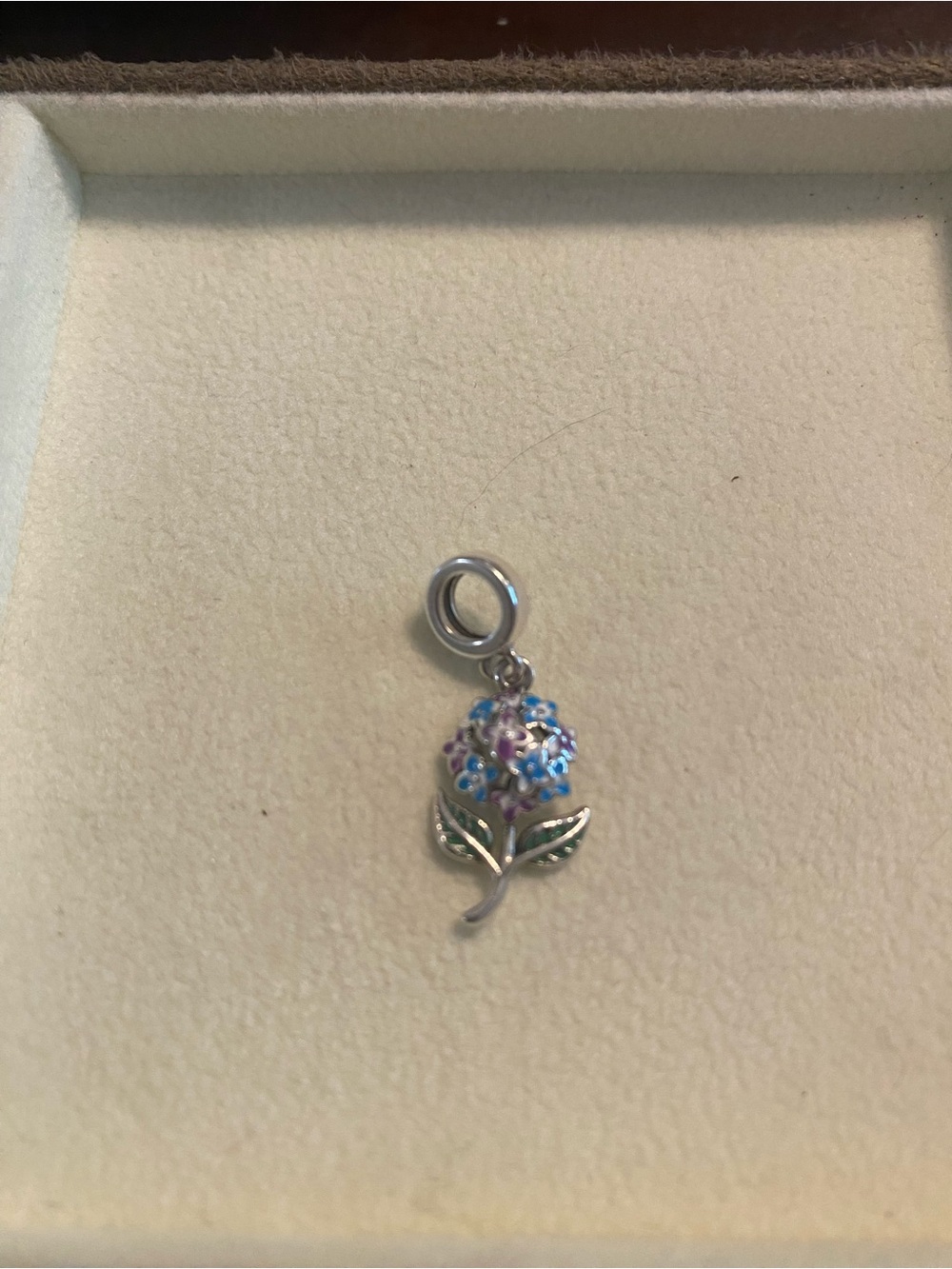 Linx Sterling Hydrangea Flower Charm in Blue and Purple Enamel